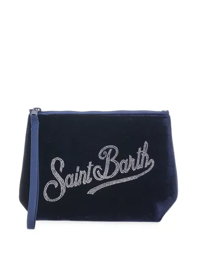 Mc2 Saint Barth Saint Barth Strass-embellished Clutch Bag In Blue