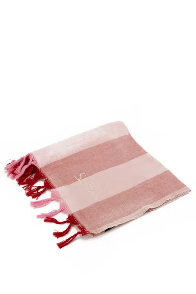 Mc2 Saint Barth Saint Barth Striped Pink Cotton Beach Towel