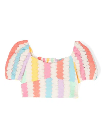 Mc2 Saint Barth Kids' Colour-block Cropped Top In Multicolour
