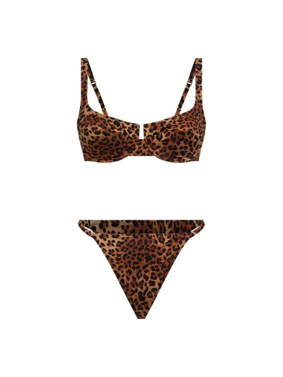 Mc2 Saint Barth Sand Leopard-print Lycra Perlamir Bikini In Animal Print