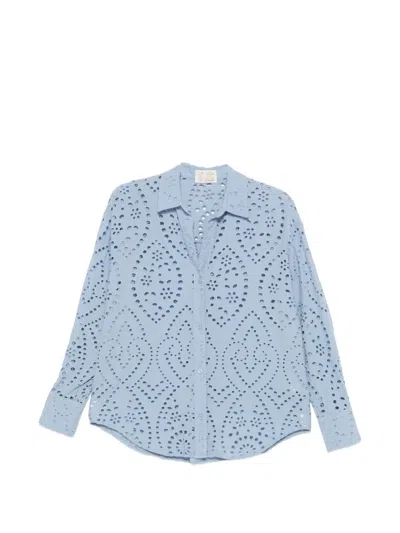 Mc2 Saint Barth Sangallo Cotton Blouse In Blue