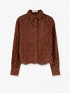 Mc2 Saint Barth Oriane Broderie Anglaise Shirt In Brown