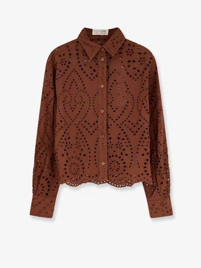 Mc2 Saint Barth Sangallo Lace Oriane Shirt In Brown