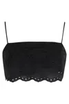 Mc2 Saint Barth Florida Broderie Anglaise Top In Black