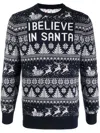 Mc2 Saint Barth Santa Fine-knit Crew-neck Jumper In Blue