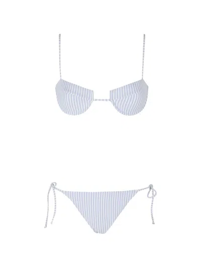Mc2 Saint Barth Sarielle Striped Bikini In Blue