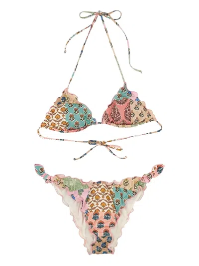 MC2 SAINT BARTH SARIUS PATCHWORK RUFFLED BIKINI