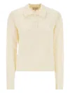 Mc2 Saint Barth Savoy Cable-knit Polo Shirt In Neutral