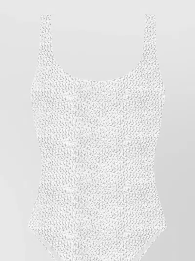 MC2 SAINT BARTH SCOOP NECKLINE HIGH-CUT LEG SLEEVELESS TEXTURED FABRIC