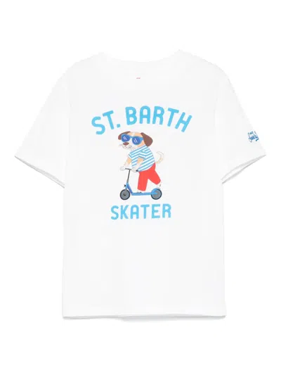 Mc2 Saint Barth Kids' Scooter Dog T-shirt In White