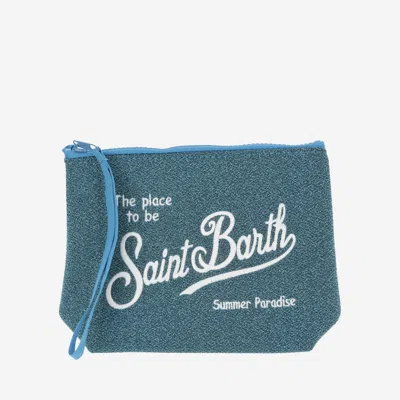 Mc2 Saint Barth Scuba Clutch Bag With Logo In Clear Blue
