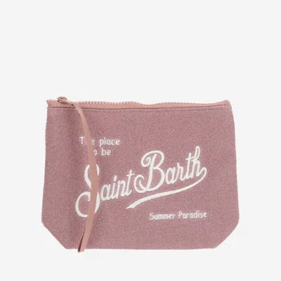 Mc2 Saint Barth Scuba Clutch Bag With Logo In Pink