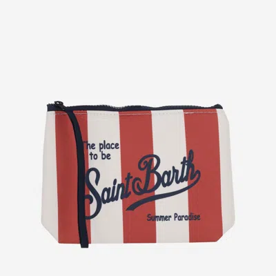 Mc2 Saint Barth Scuba Clutch Bag With Striped Pattern In Red