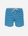 Mc2 Saint Barth Man Light Fabric Swim Shorts With Gin Print Gin Mare Special Edition In Blue