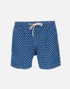 Mc2 Saint Barth Man Lightweight Fabric Swim-shorts Lighting Micro Fantasy With Tie Print In Blue