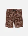 Mc2 Saint Barth Gustavia Animalier-print Swim Shorts In Brown