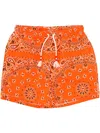 Mc2 Saint Barth Man Swim Shorts With Orange Bandanna Print In Multicolor