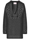 Mc2 Saint Barth Openwork Mesh Tunic With V-neck In Crochet Mesh 00