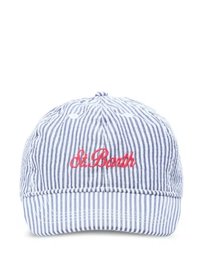 Mc2 Saint Barth Seer Sucker Striped Baseball Cap In Brown