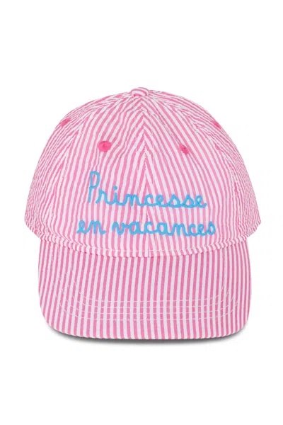 Mc2 Saint Barth Seersucker Stripes Princess Cap In Pink