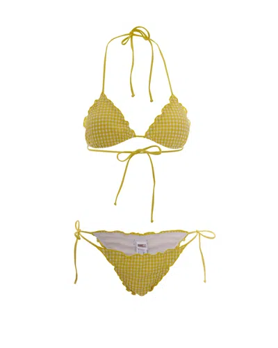 Mc2 Saint Barth Seersucker Vichy Bikini In Green