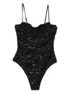 Mc2 Saint Barth Sequin Spaghetti-strap Bodysuit In Black