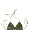 Mc2 Saint Barth Sequin Triangle Bikini Top In Green