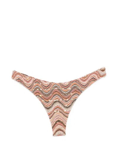 Mc2 Saint Barth Sequin-embellished Bikini Bottoms In Brown