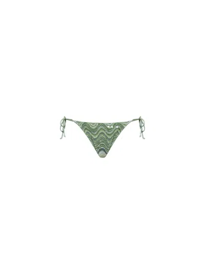 Mc2 Saint Barth Sequin-embellished Viscose Knit Bikini Bottom In Green