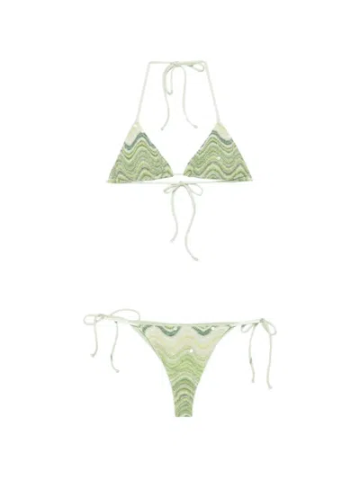 Mc2 Saint Barth Sequin-embellished Zig-zag Bikini In Transparent