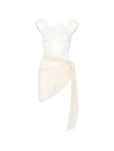Mc2 Saint Barth Sery Crystal-embellished Sarong Skirt In White