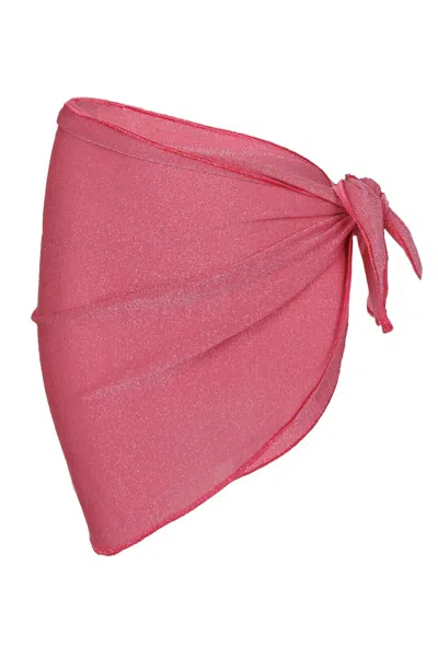 Mc2 Saint Barth Sery Jr Lurex Glitters Pink Girl Short Sarong In Red
