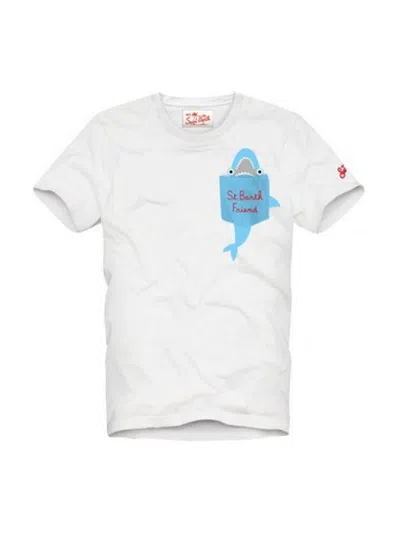 Mc2 Saint Barth "shark Friend" T-shirt In Neutral