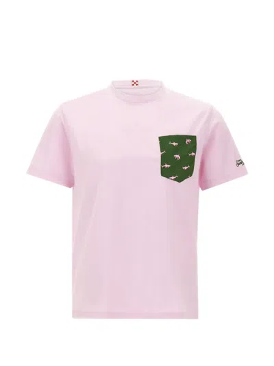 Mc2 Saint Barth Shark On Shark Print-pocket T-shirt In Pink
