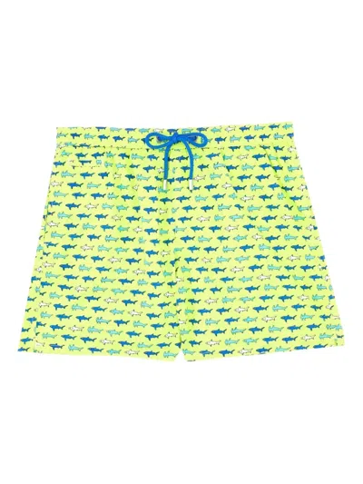 Mc2 Saint Barth Shark-print Swim Shorts In Green