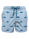 Mc2 Saint Barth Shark-print Swim Shorts In Blue