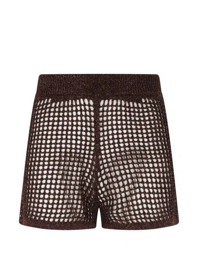 Mc2 Saint Barth Sharma Metallic-mesh Shorts In Brown
