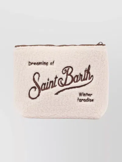 Mc2 Saint Barth Shearling Clutch Bag Carry Loop In Neutral