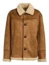 Mc2 Saint Barth Faux Shearling Jacket With Classic Button Closure And Front Pockets In Brown