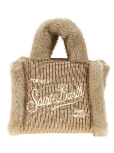 MC2 SAINT BARTH SHEARLING-TRIM LOGO-DETAIL MINI TOTE BAG