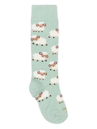 Mc2 Saint Barth Kids' Sheep-pattern Socks In Green