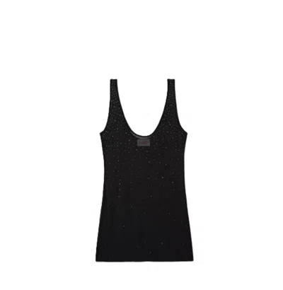 Mc2 Saint Barth Sheer Black Mini Dress With Sparkling Embellishments