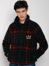Mc2 Saint Barth Sherpa Jacket With St. Barth Bob Club Embroidery In Blue