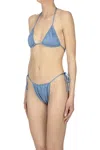 Mc2 Saint Barth Shiny Micro Triangle Bikini In Blue