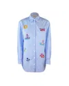 Mc2 Saint Barth Long-length Oversized Gingham Shirt With Embroidered Motifs