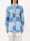 Mc2 Saint Barth Long Sleeves Shirt Patchwork Design Style In Blue