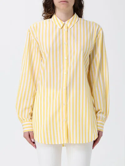 Mc2 Saint Barth Vertical-stripe Embroidered-slogan Shirt In Multi