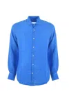 Mc2 Saint Barth Man Watercolor Bluette Linen Shirt Pamplona