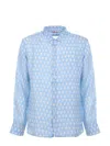 Mc2 Saint Barth Long Sleeve Shirt In Azzurro/avorio