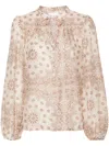 Mc2 Saint Barth Harper Bandana-print Blouse In Beige